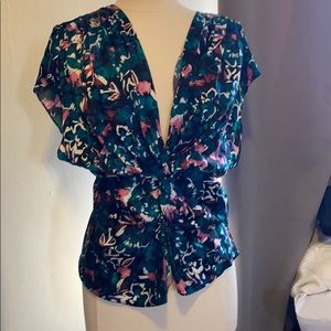 Prabal Gurung Cap Sleeve Floral Print Top